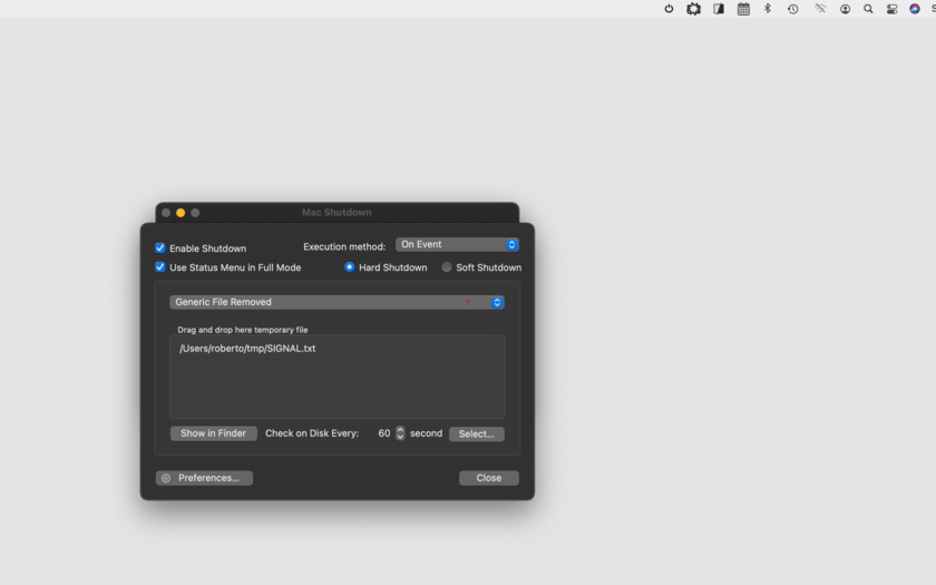 mac shutdown code